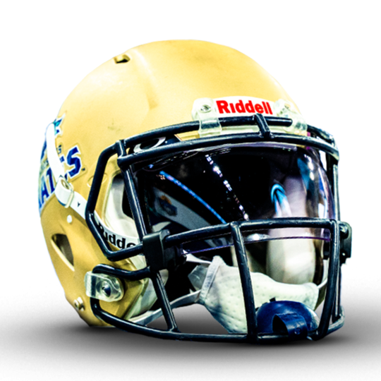 Massachusetts Pirates "Vintage" Gold Game Worn Helmet